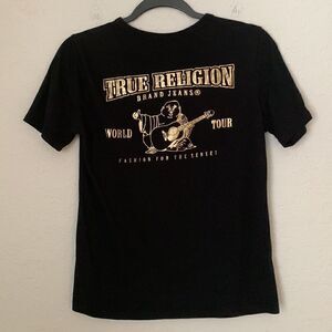 Vintage True Religion Girls Budda Logo T-Shirt Size L/ 14-16